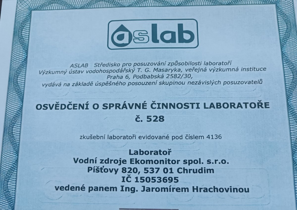 Osvědčení ASLAB o správné činnosti naší laboratoře jsme potvrdili